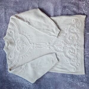 Vintage Marisa Christina Lamswool Emboreedred And Beeded Crewneck Sweater
